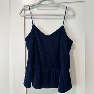 J Crew Blue Velvet Camisole or Tank Top w Ruffle